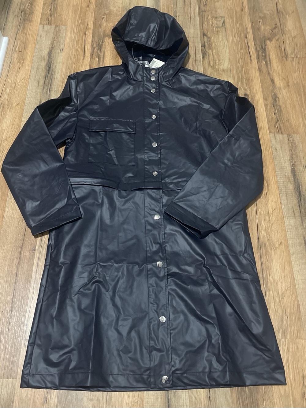 Fabletics Women's M Kenna Convertible Jacket Deep Navy Windproof Hood Pockets